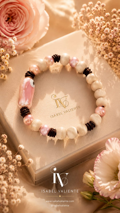 Pulsera de madera y cerámica